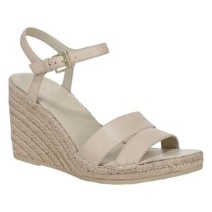 Vince Gwen Espadrille Wedges Ankle Strap Leather Sandals Cream US 7.5 EUR 38 New